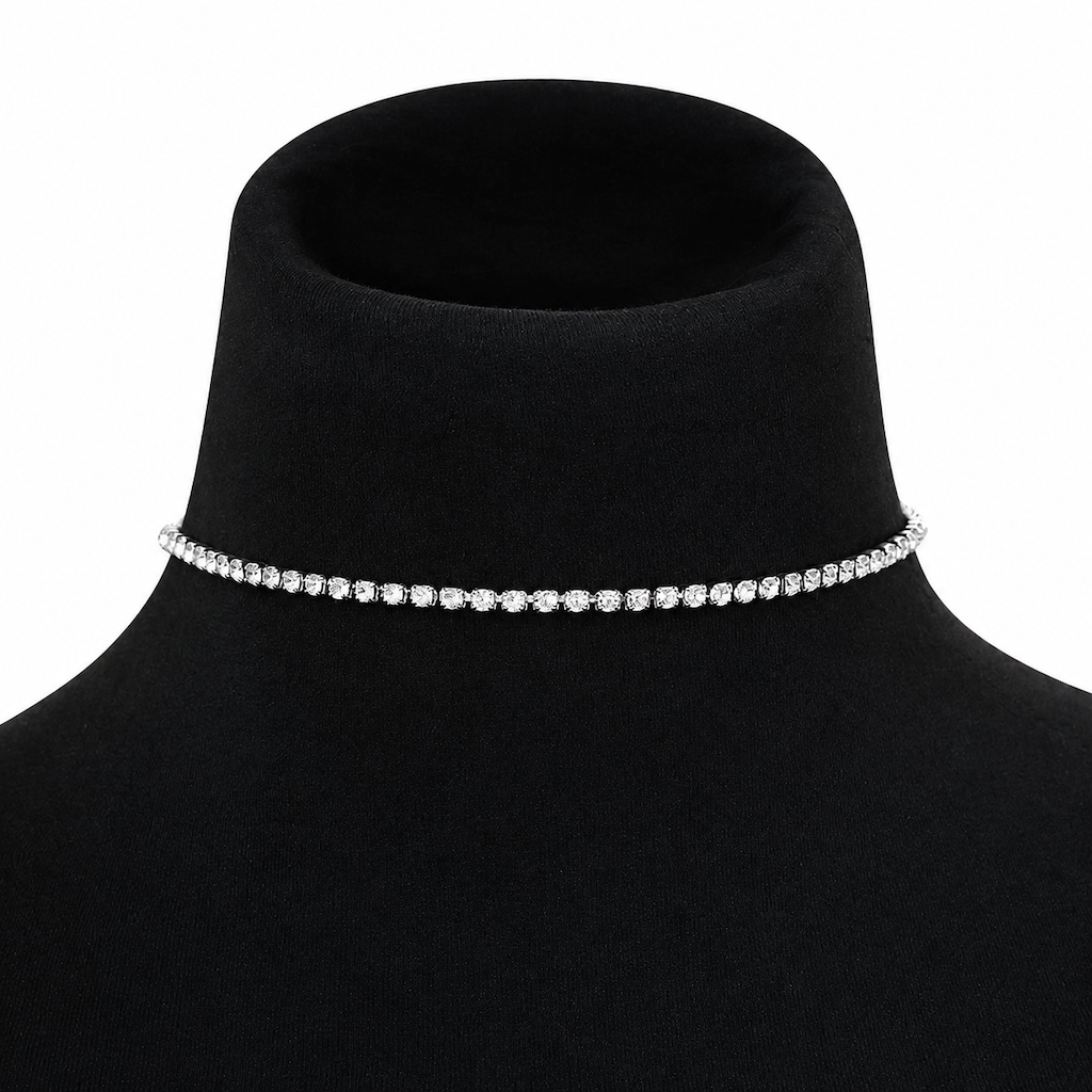 Shimmer All Night Instantly! Claw-Set Rhinestone Choker Necklace