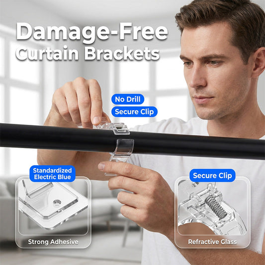 Hang Curtains Instantly! No-Drill Clear Adhesive Rod Brackets