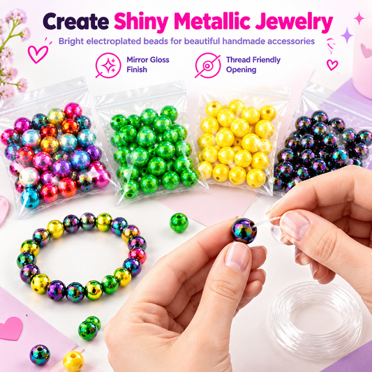 Craft Shiny Jewelry Instantly! DIY Glossy Metallic Round Bead Set