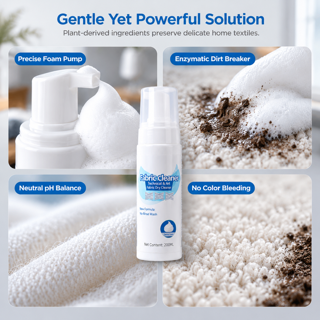 Waterless Foam Fabric Cleaner and Stain Remover for Sofas Mattresses and Carpets 200ml