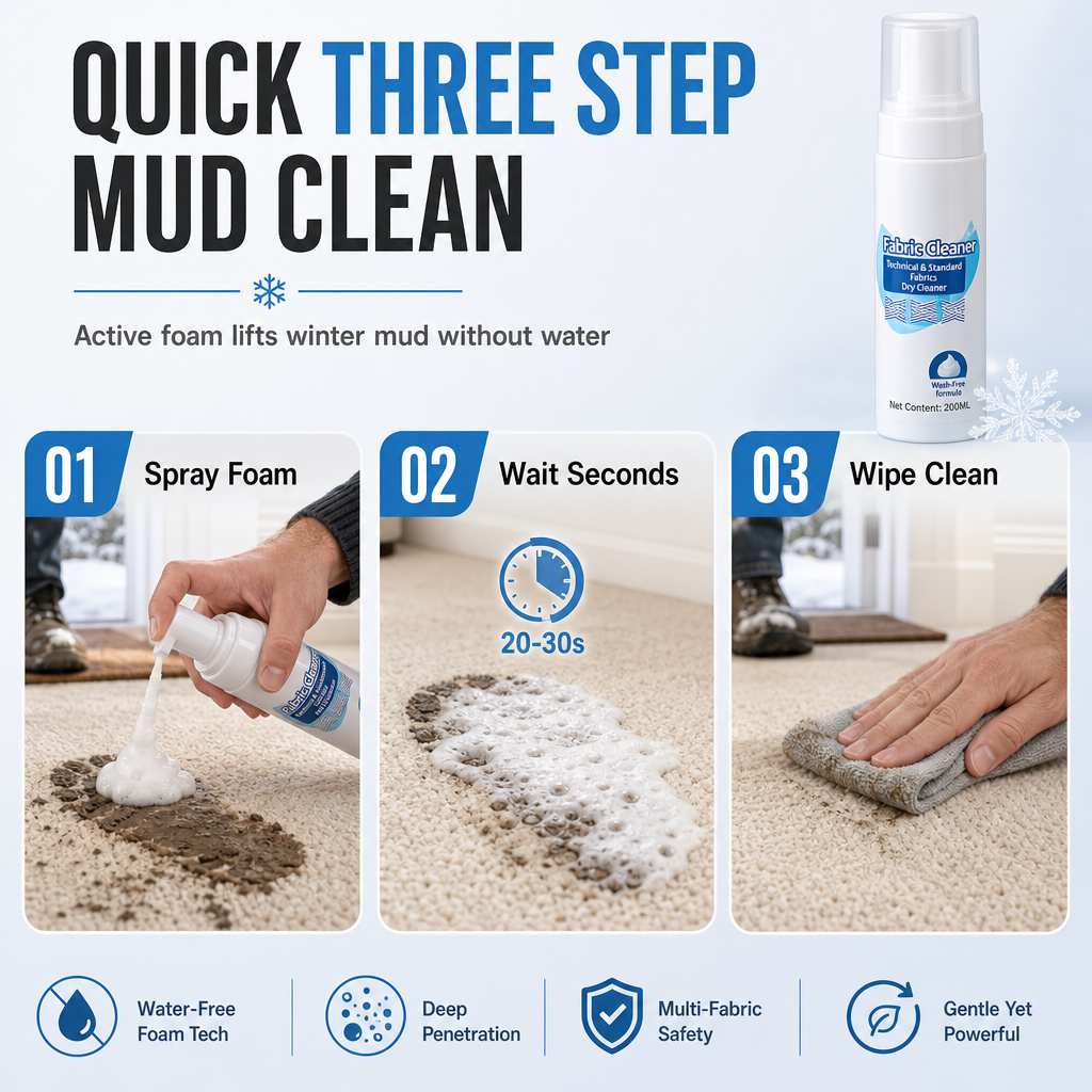 Waterless Foam Fabric Cleaner and Stain Remover for Sofas Mattresses and Carpets 200ml