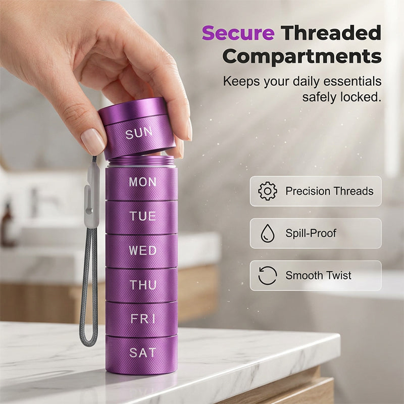 Never Miss A Dose Instantly! 7-Day Stackable Metal Pill Organizer