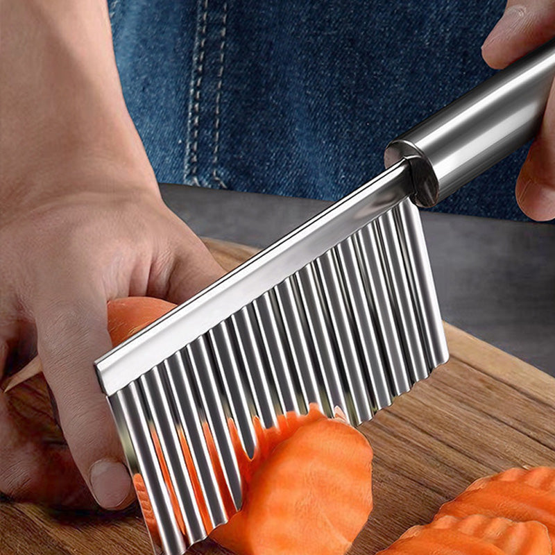 Make Wavy Fries Instantly! Stainless Crinkle Cut Knife