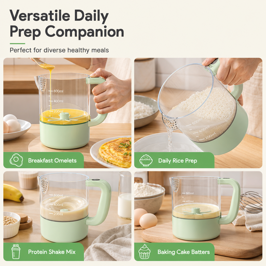 Automatic Electric Kitchen Mixer and Rice Washer USB Rechargeable Egg Beater