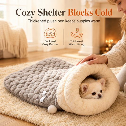 Block Winter Chills Instantly! Cozy Hooded Plush Pet Sleeping Bag