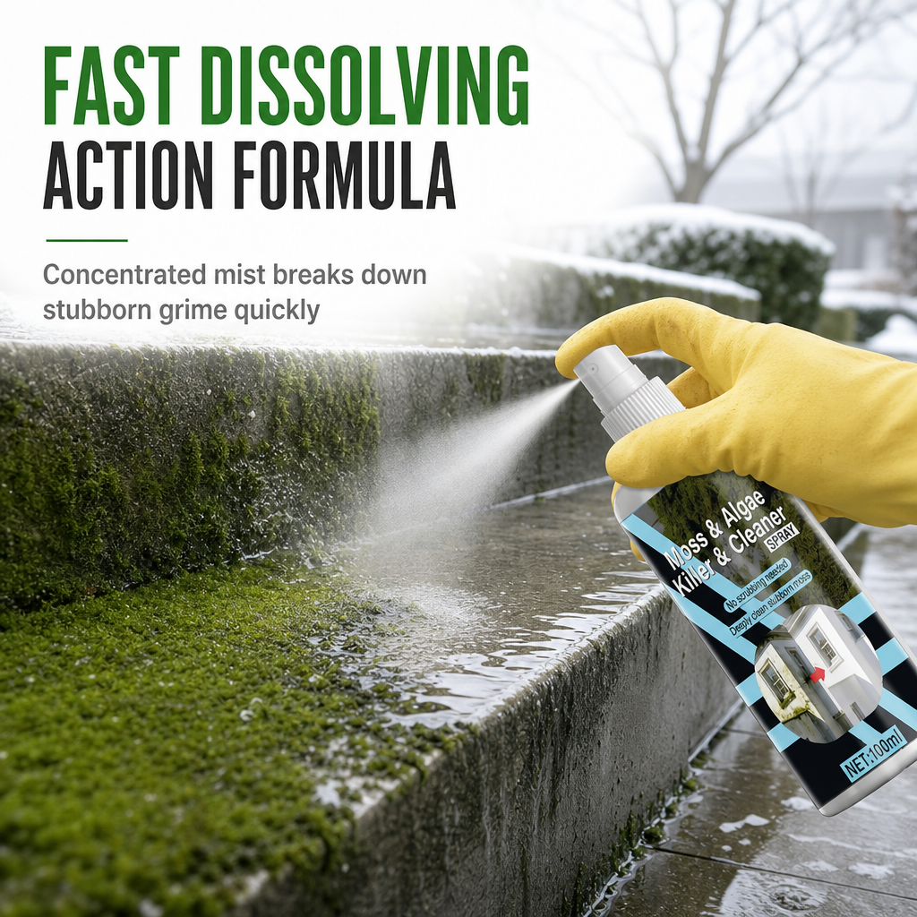 Erase Moss Instantly! Concentrated Outdoor Masonry Spray Cleaner