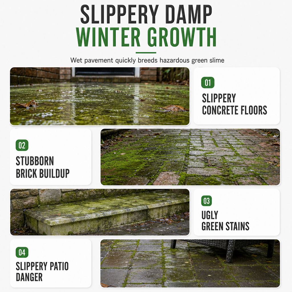 Erase Moss Instantly! Concentrated Outdoor Masonry Spray Cleaner