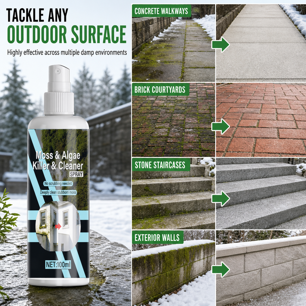 Erase Moss Instantly! Concentrated Outdoor Masonry Spray Cleaner