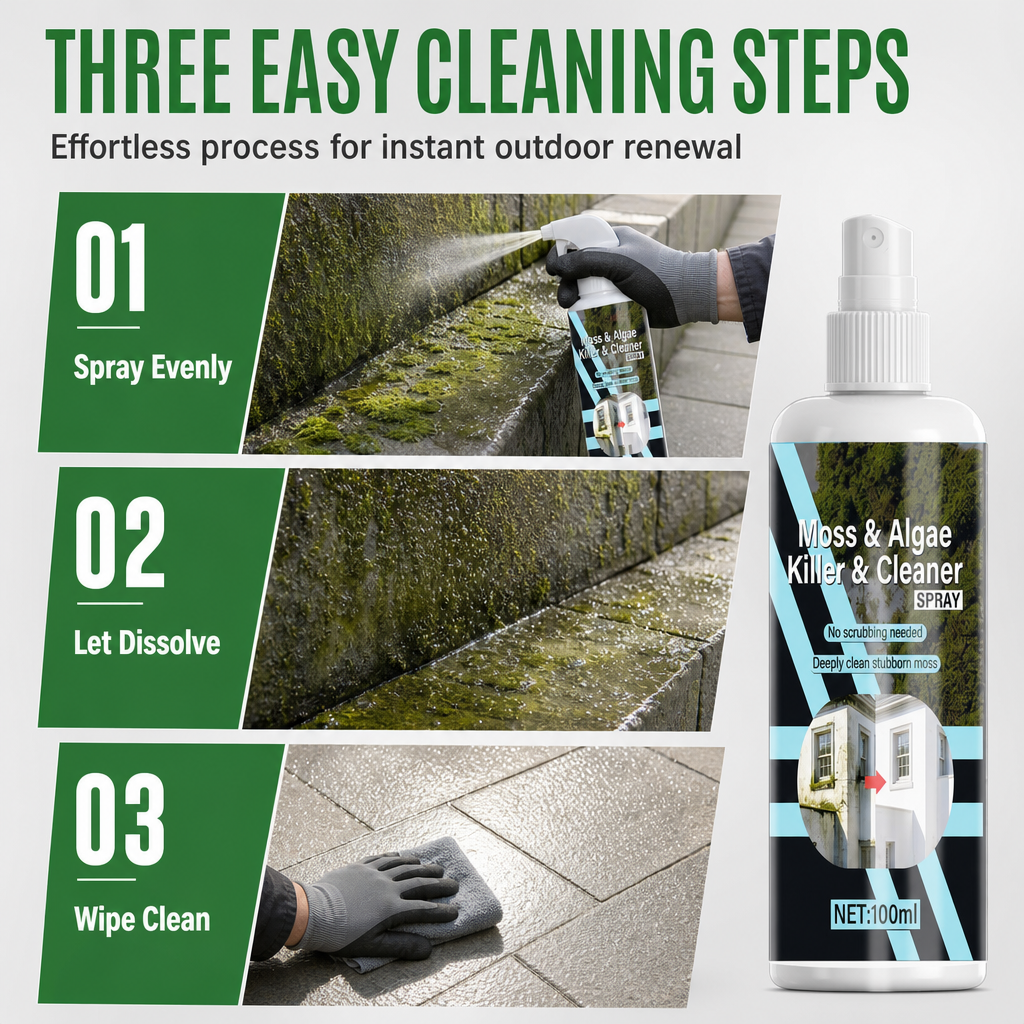Erase Moss Instantly! Concentrated Outdoor Masonry Spray Cleaner