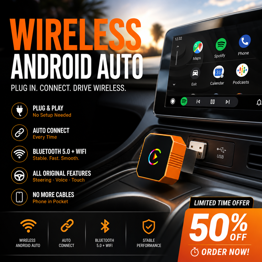 Go Wireless Instantly! Bluetooth 5.0 Android Auto Adapter