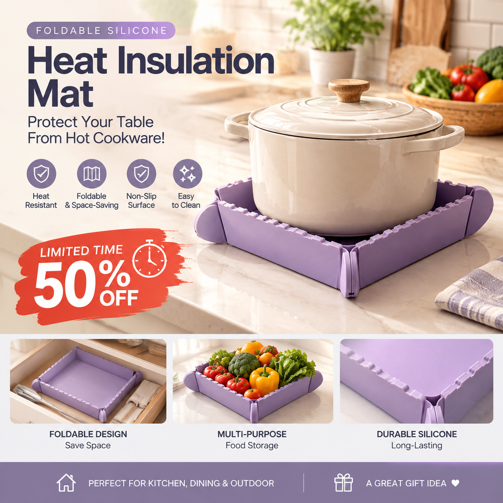 Protect Counters Instantly! Magnetic Foldable Silicone Trivet
