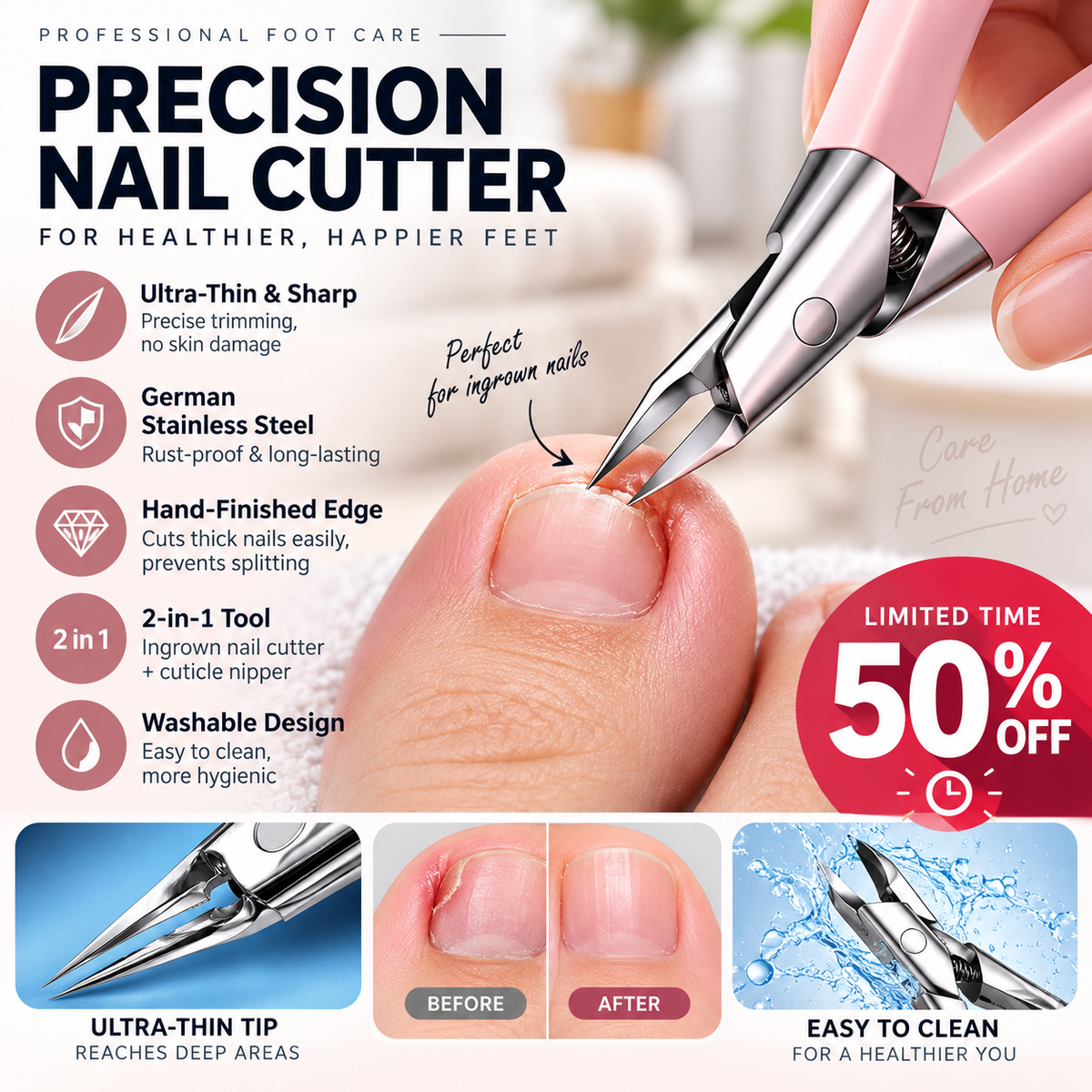 Trim Ingrown Toenails Instantly! German Steel Precision Nail Nipper