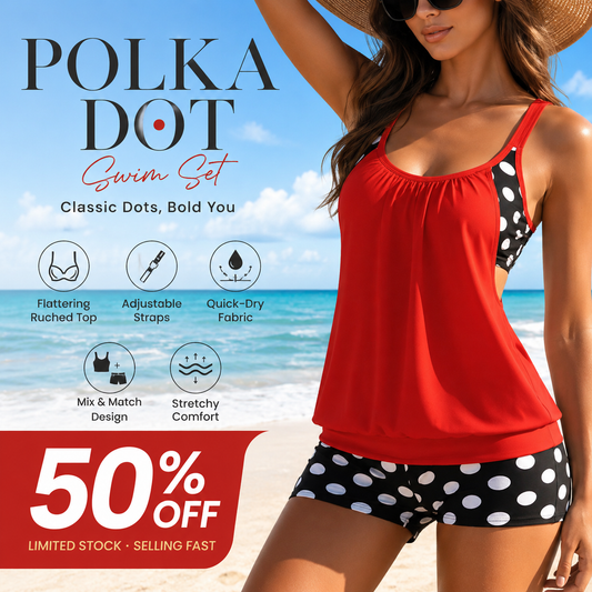 🏖️Summer Hot Sale- 50% OFF👙Women's Polka Dot Two Piece Swimsuit✨