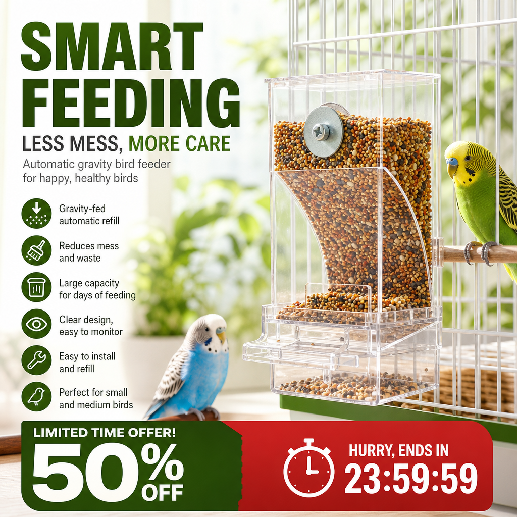 Keep Cages Clean Instantly! No-Mess Automatic Bird Feeder