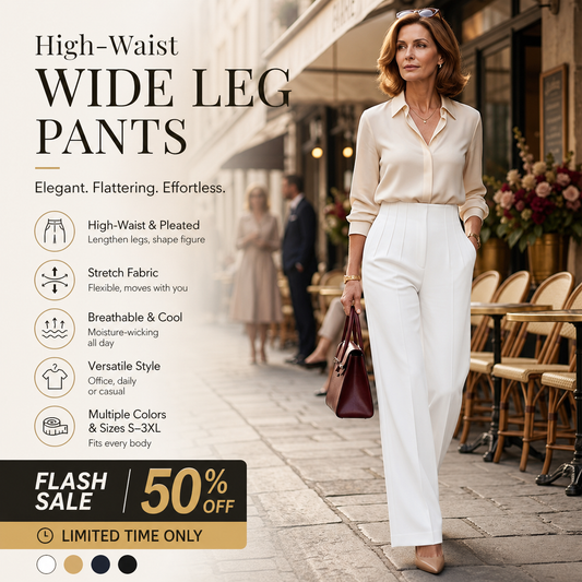 High-Waist Wide-Leg Pants – Breathable & Elegant Drape