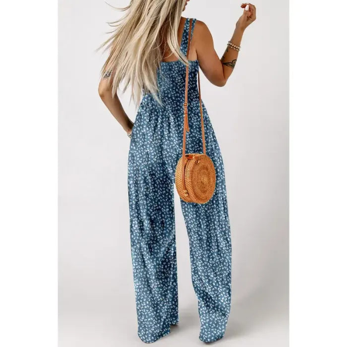 Smocked Print Jumpsuit – Wide-Leg & Flattering Fit