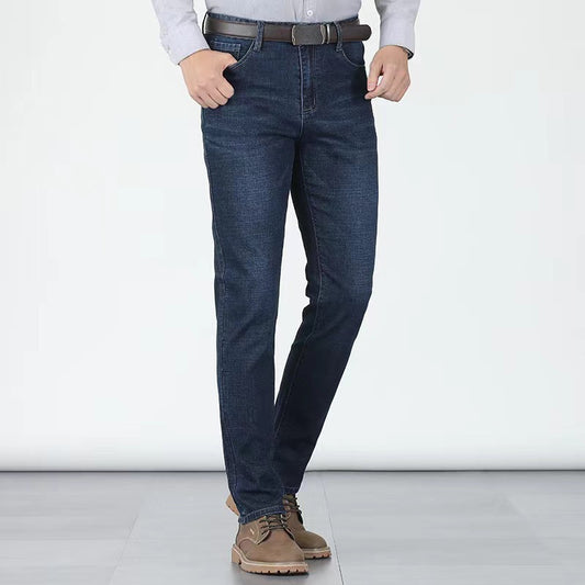 Men's elastic high waist straight leg jeans