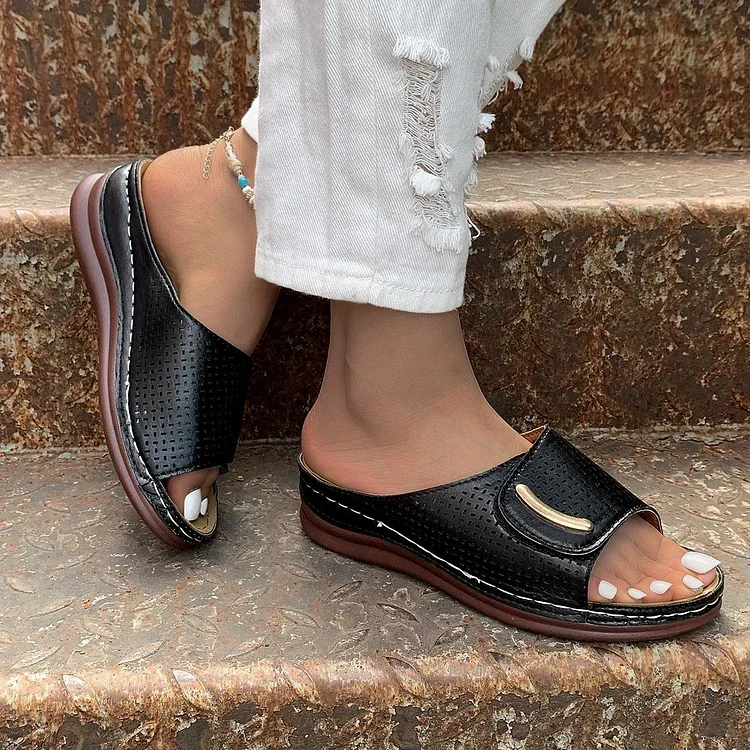 Peep Toe Hollow Out Orthopedic Slippers - BUY 2 FREE SHIPPING