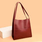 Solid color leather shoulder bag