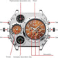 Steampunk Dual Time Zone Four Dial Big Face Watches