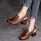 Soft-Soled Retro Leather Fish Mouth Women's Shoes