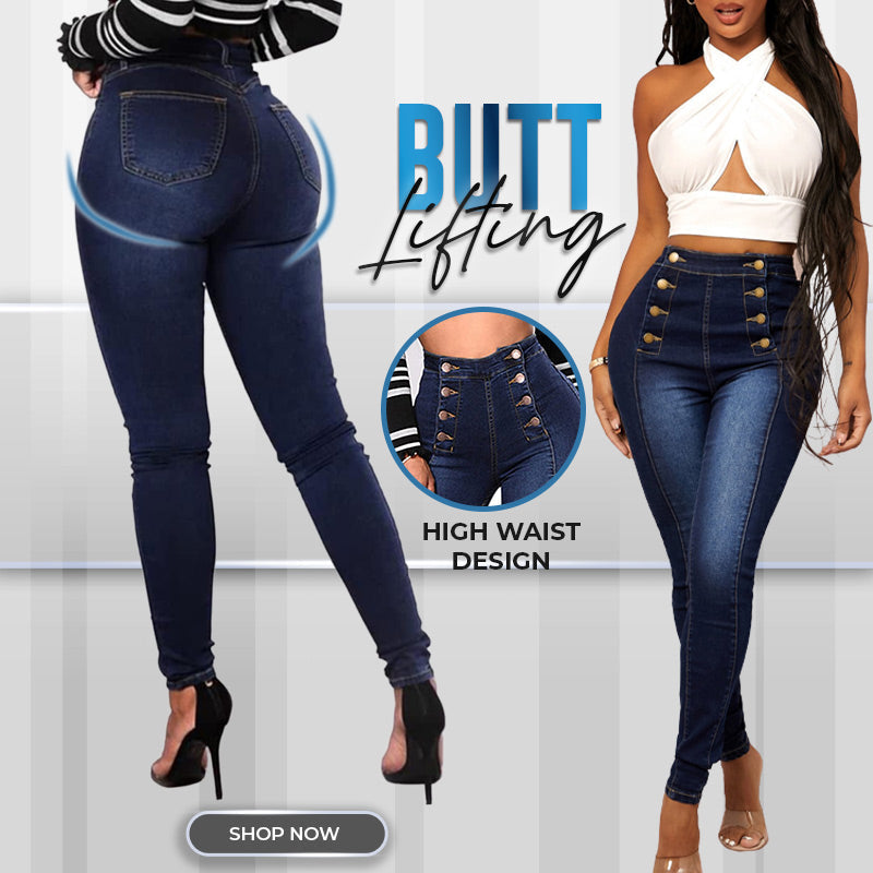 ✨Buy 2 Free Shipping✨Double Breasted High Waist Skinny Jeans-1