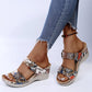 2023 🌹New Leopard Print Leather Wedge Soft Sole Sandals