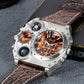 Steampunk Dual Time Zone Four Dial Big Face Watches