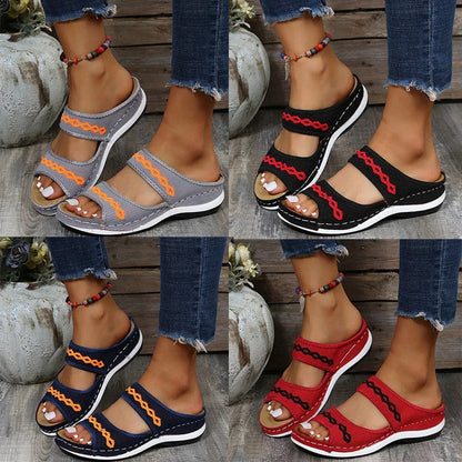Leather Orthopedic Arch Support Sandals Diabetic Walking Cross Sandals