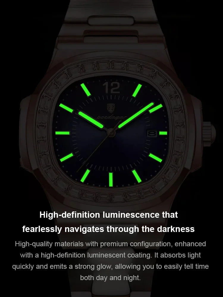 British Style Square Luxury Waterproof Quartz Watch for Men