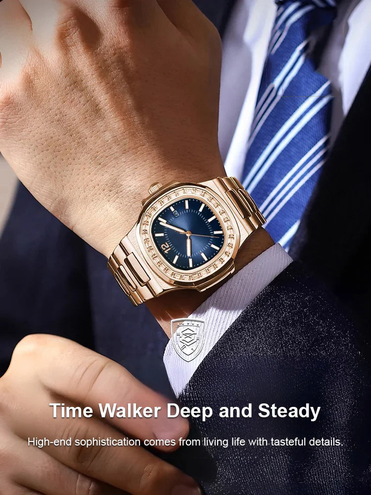 British Style Square Luxury Waterproof Quartz Watch for Men