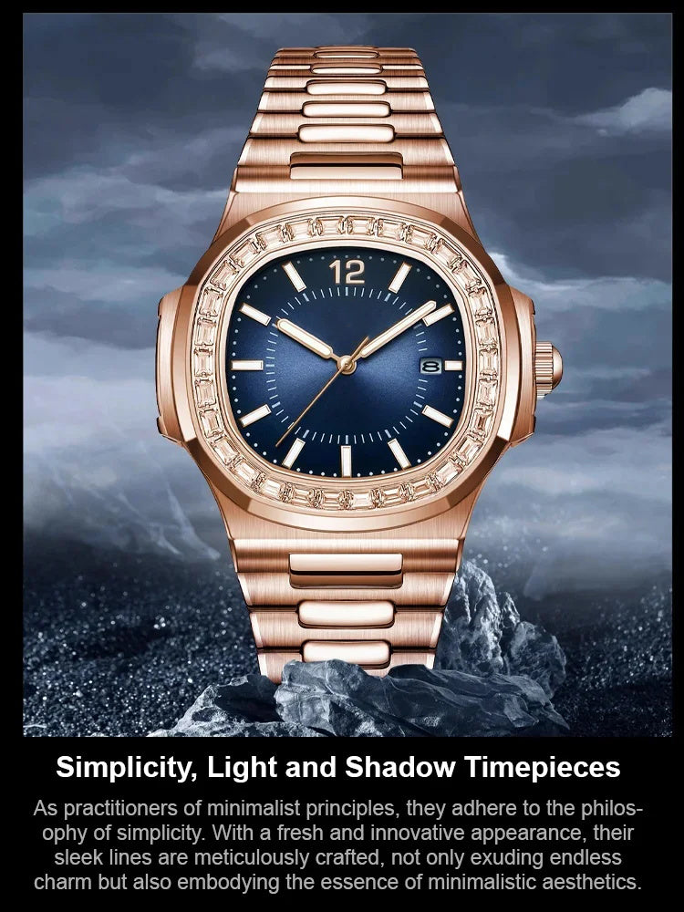 British Style Square Luxury Waterproof Quartz Watch for Men